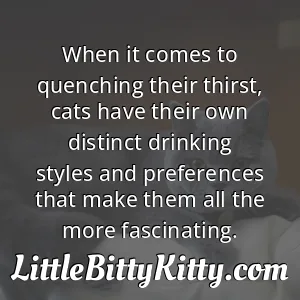 When it comes to quenching their thirst, cats have their own distinct drinking styles and preferences that make them all the more fascinating.