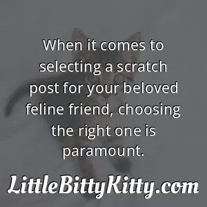 When it comes to selecting a scratch post for your beloved feline friend, choosing the right one is paramount.