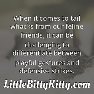When it comes to tail whacks from our feline friends, it can be challenging to differentiate between playful gestures and defensive strikes.