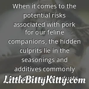 When it comes to the potential risks associated with pork for our feline companions, the hidden culprits lie in the seasonings and additives commonly found in pork products.