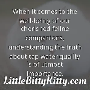 When it comes to the well-being of our cherished feline companions, understanding the truth about tap water quality is of utmost importance.