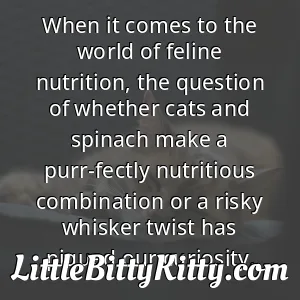 When it comes to the world of feline nutrition, the question of whether cats and spinach make a purr-fectly nutritious combination or a risky whisker twist has piqued our curiosity.