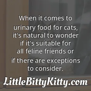 When it comes to urinary food for cats, it's natural to wonder if it's suitable for all feline friends or if there are exceptions to consider.