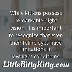While kittens possess remarkable night vision, it is important to recognize that even their feline eyes have limitations in low-light conditions.