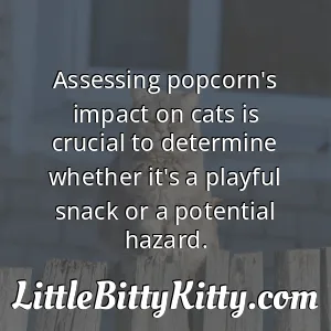 Assessing popcorn's impact on cats is crucial to determine whether it's a playful snack or a potential hazard.