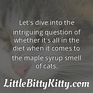 Let's dive into the intriguing question of whether it's all in the diet when it comes to the maple syrup smell of cats.