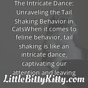 The Intricate Dance: Unraveling the Tail Shaking Behavior in CatsWhen it comes to feline behavior, tail shaking is like an intricate dance, captivating our attention and leaving us mesmerized.
