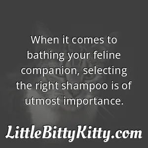 When it comes to bathing your feline companion, selecting the right shampoo is of utmost importance.