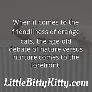 When it comes to the friendliness of orange cats, the age-old debate of nature versus nurture comes to the forefront.